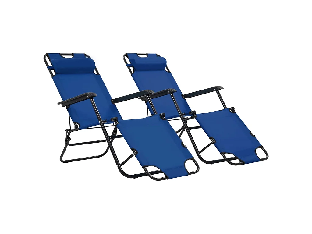 Klappbare Liegestühle 2 Stück mit Fußstütze Steel Blue
