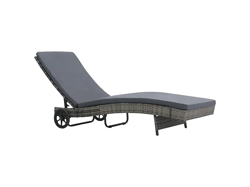 Sillón con ruedas y cojín Resina mimbre Antracita