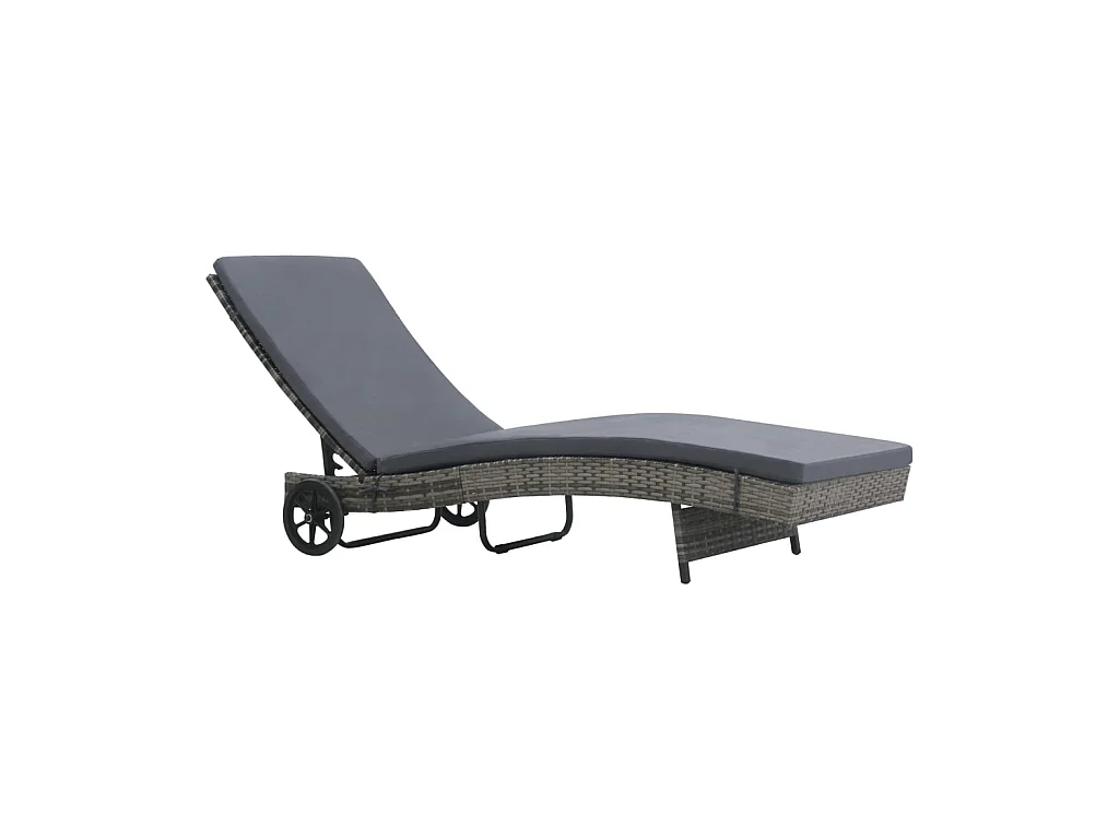 Poltroncina lounge con ruote e cuscino In resina midollino Antracite
