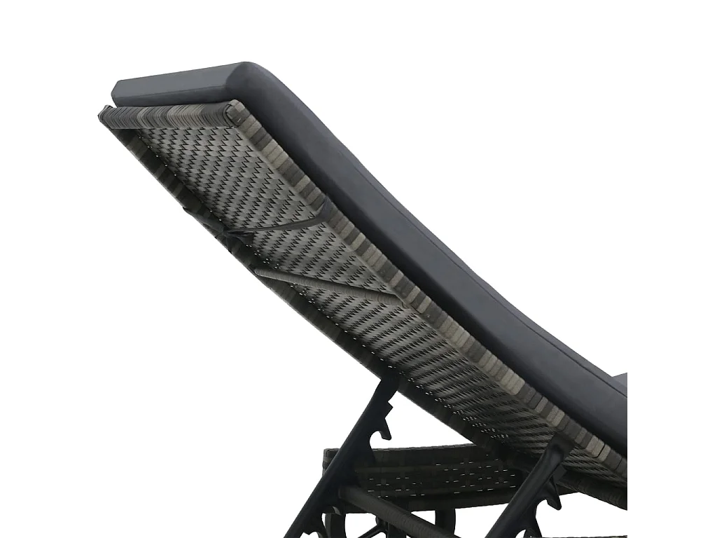 Chaise longue avec roues et coussin Résine tressée Anthracite