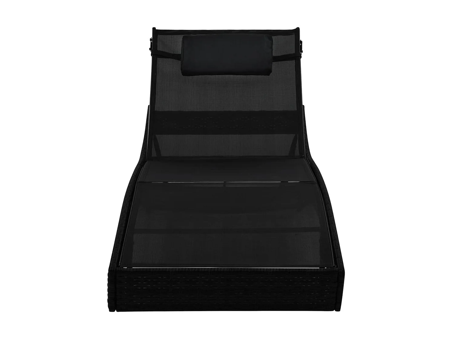 Loungesessel mit Kissen, Kunstharzgeflecht, Schwarz