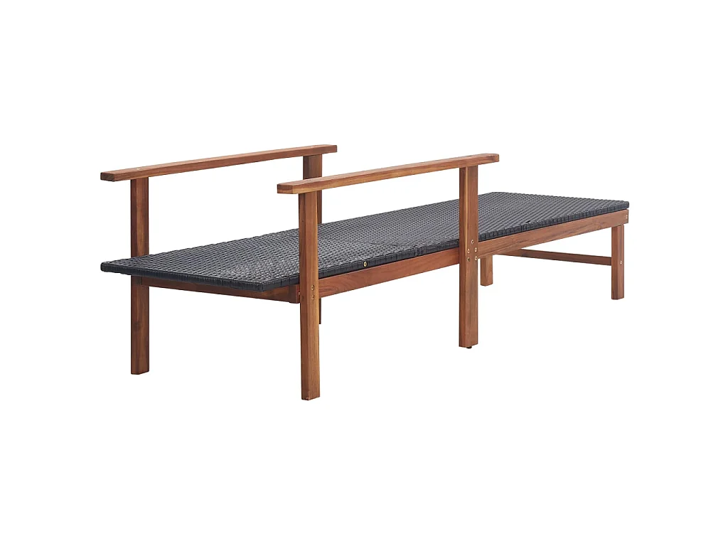 Poltrona lounge Resina intrecciata e legno massello di acacia Nero