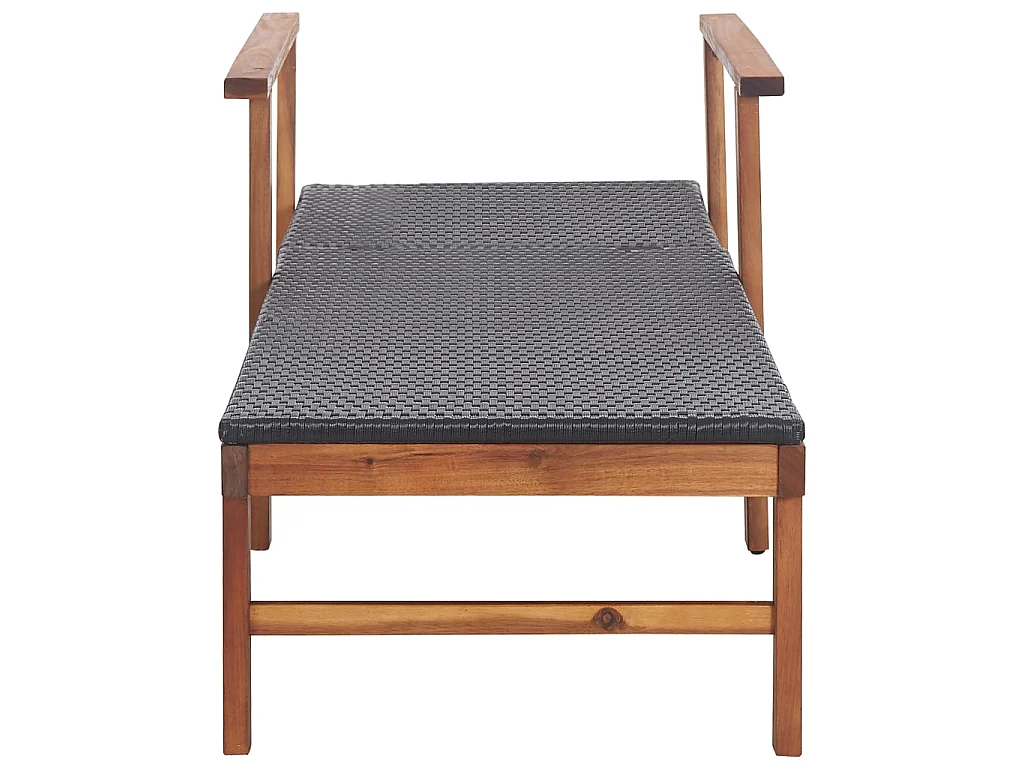 Poltrona lounge Resina intrecciata e legno massello di acacia Nero