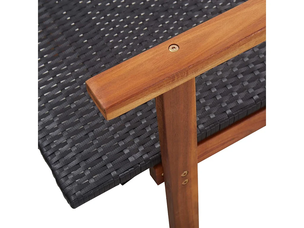 Poltrona lounge Resina intrecciata e legno massello di acacia Nero