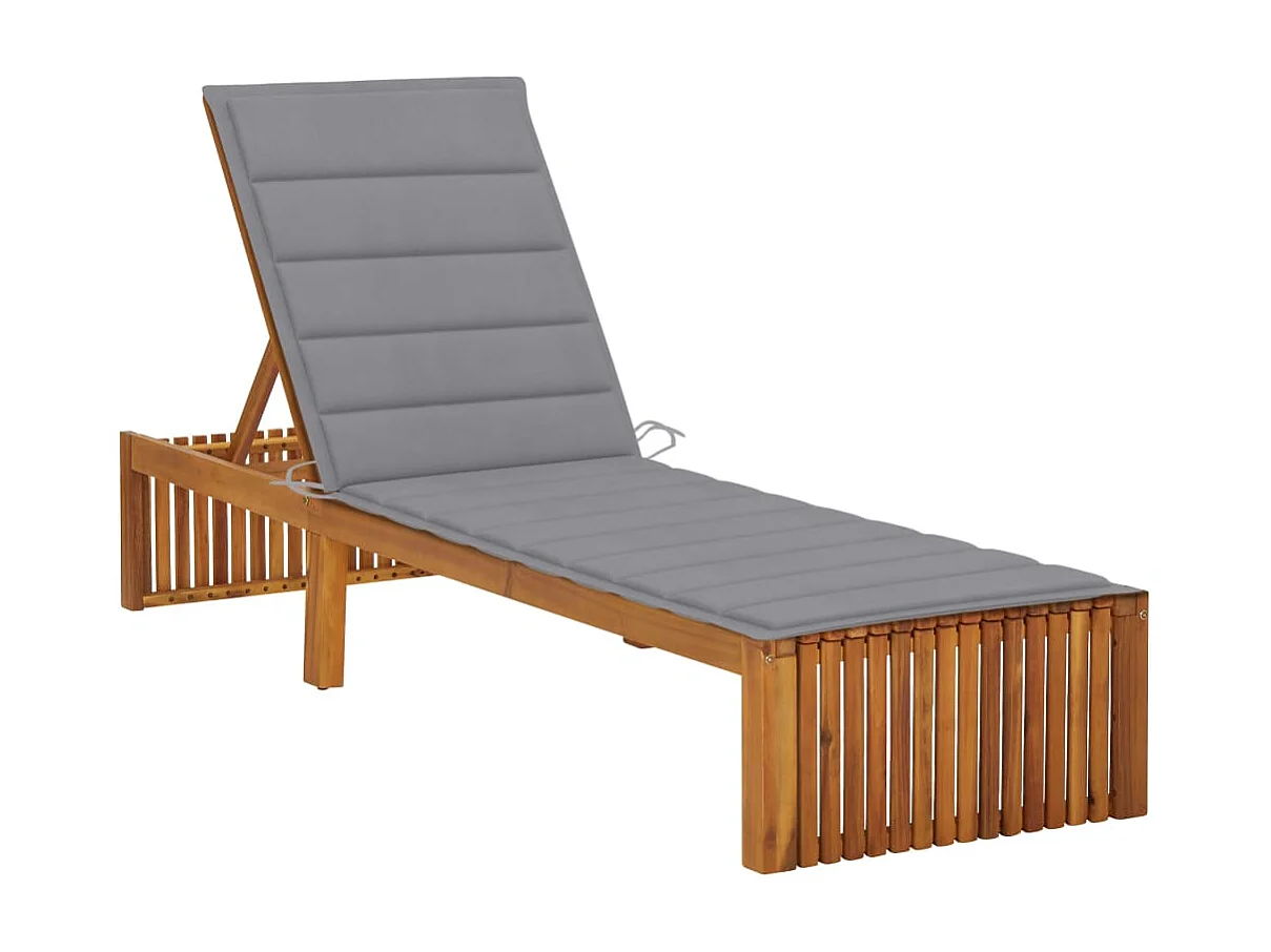 Chaise longue avec coussin Bois d'acacia solide