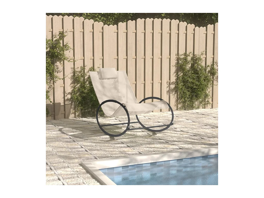 Chaise longue avec oreiller Acier et textilène Crème