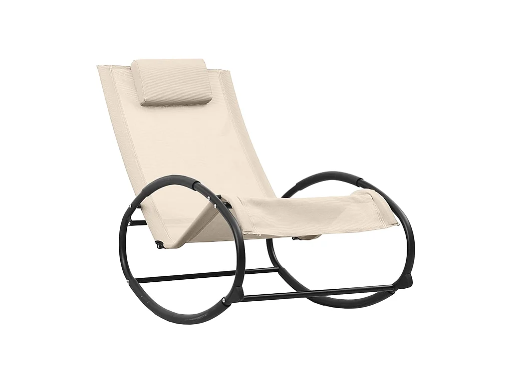 Chaise longue avec oreiller Acier et textilène Crème