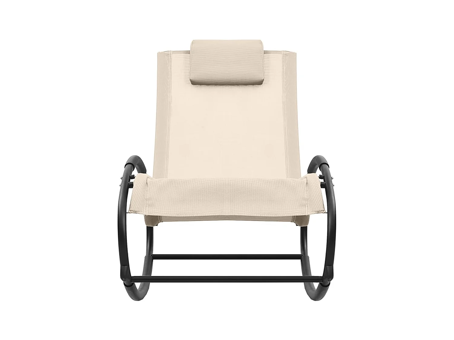 Chaise longue avec oreiller Acier et textilène Crème