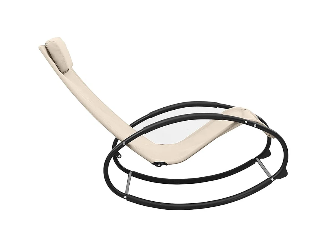 Chaise longue avec oreiller Acier et textilène Crème