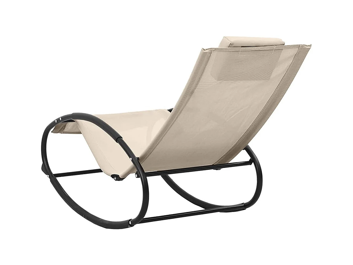 Chaise longue avec oreiller Acier et textilène Crème