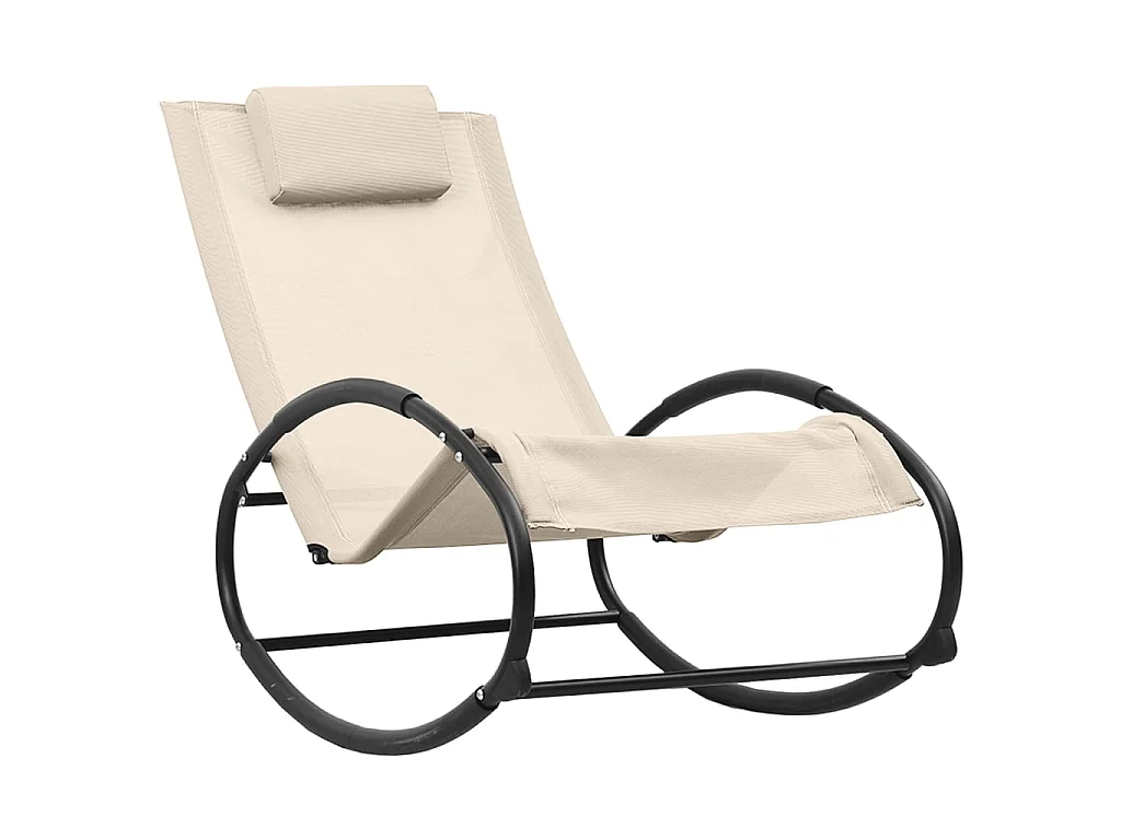 Chaise longue avec oreiller Acier et textilène Crème