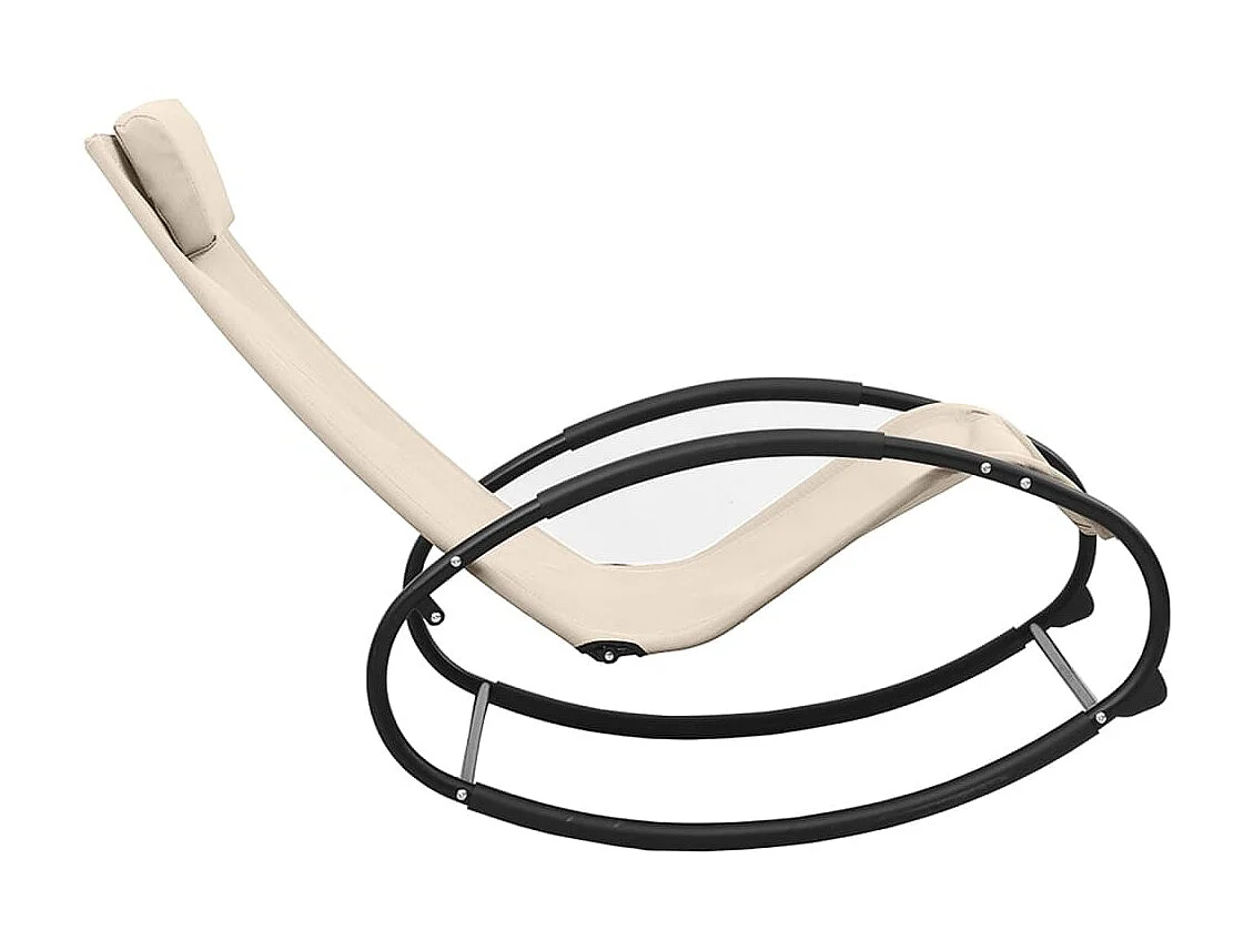 Chaise longue avec oreiller Acier et textilène Crème