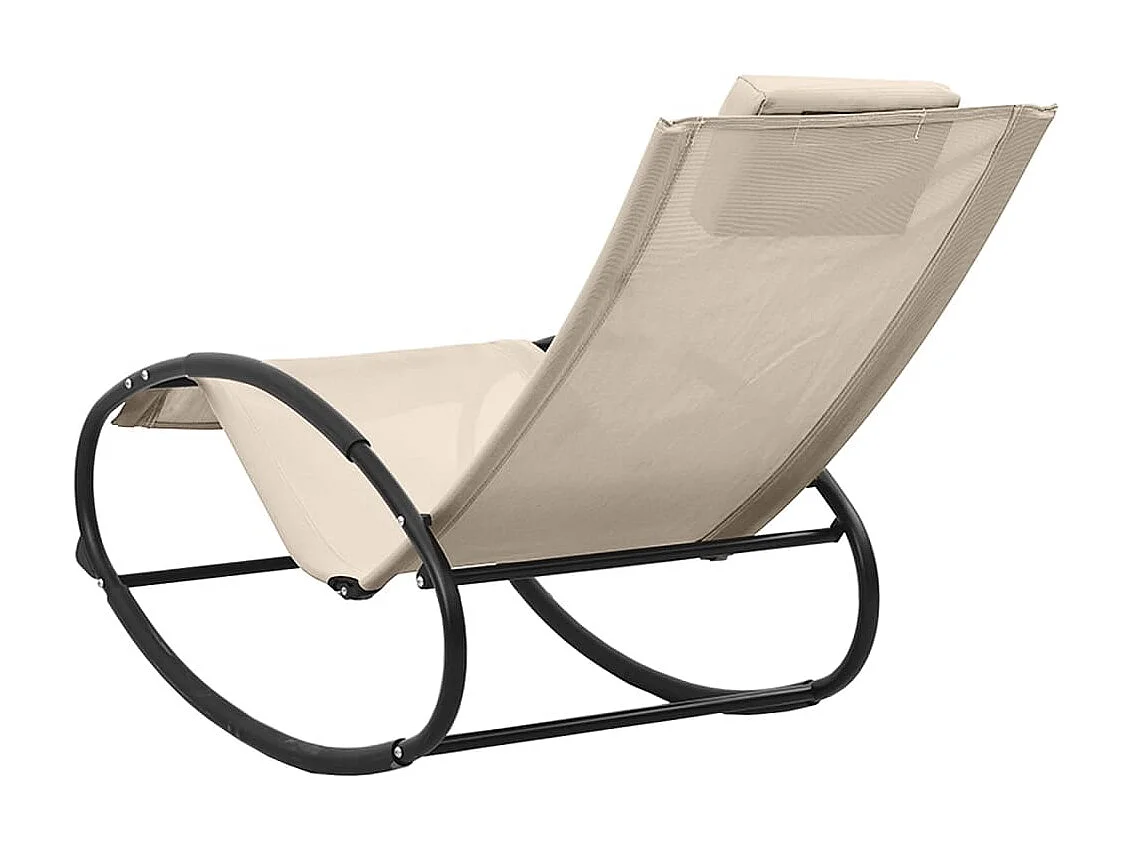 Chaise longue avec oreiller Acier et textilène Crème