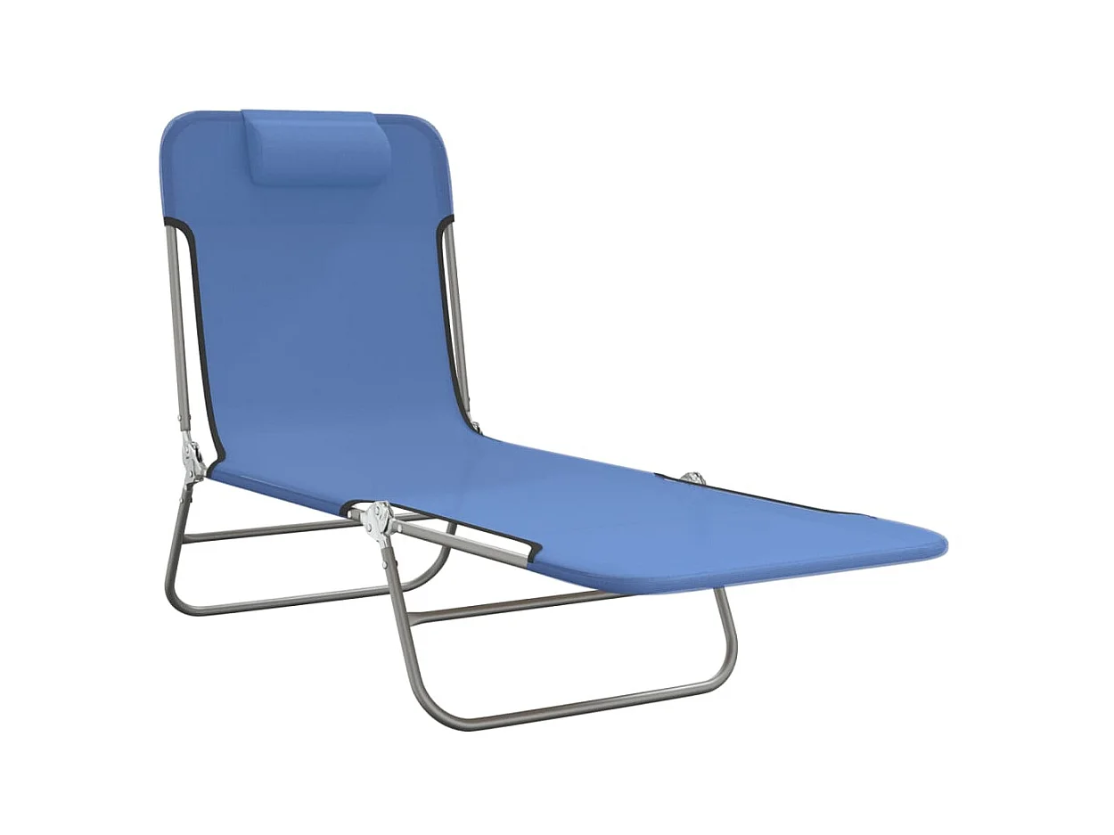 Klappbare Liegestühle, 2 Stück, blaues Textilene und Stahl