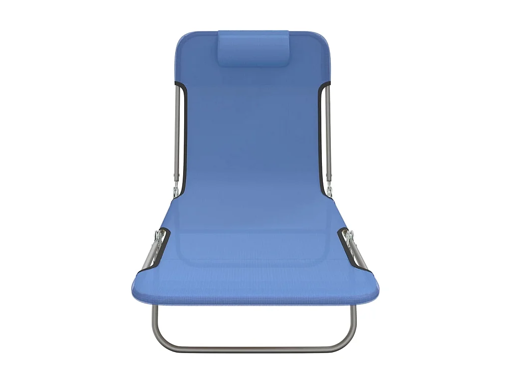 Klappbare Liegestühle, 2 Stück, blaues Textilene und Stahl
