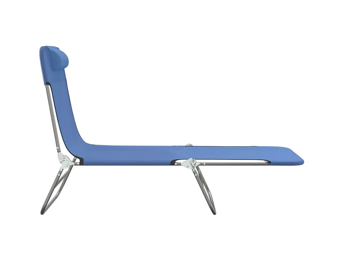 Klappbare Liegestühle, 2 Stück, blaues Textilene und Stahl