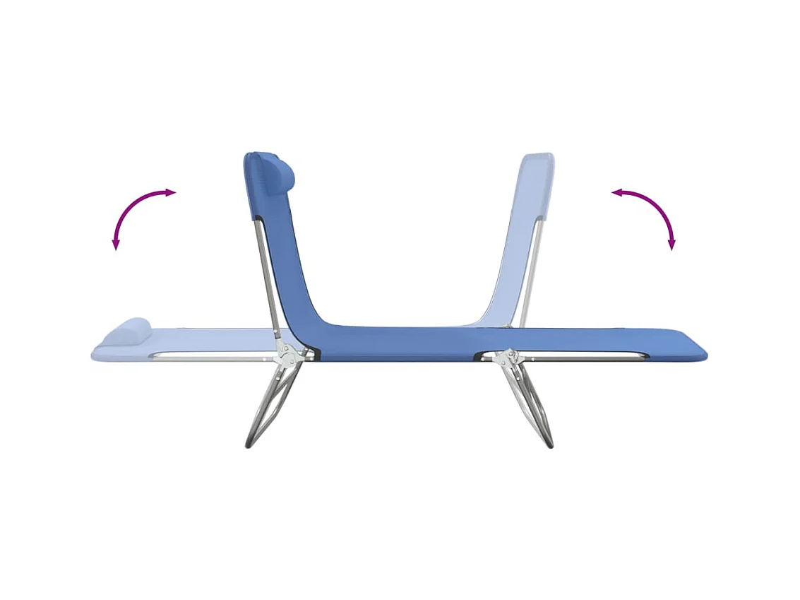 Klappbare Liegestühle, 2 Stück, blaues Textilene und Stahl
