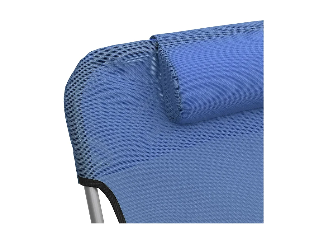 Klappbare Liegestühle, 2 Stück, blaues Textilene und Stahl