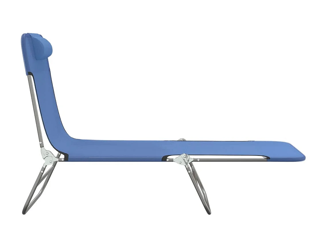 Chaises longues pliables 2 pcs bleu textilène et acier