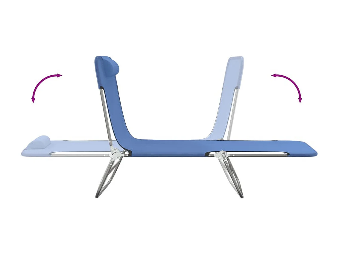 Chaises longues pliables 2 pcs bleu textilène et acier