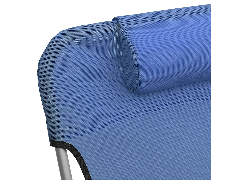 Chaises longues pliables 2 pcs bleu textilène et acier