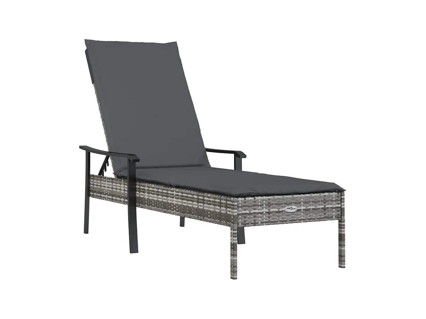 Chaise longue avec coussin gris résine tressée