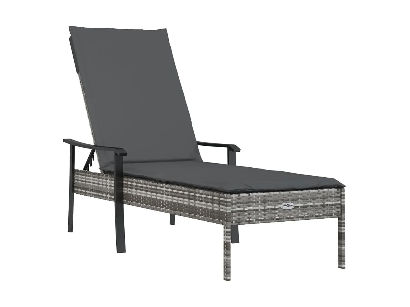 Chaise longue avec coussin gris résine tressée