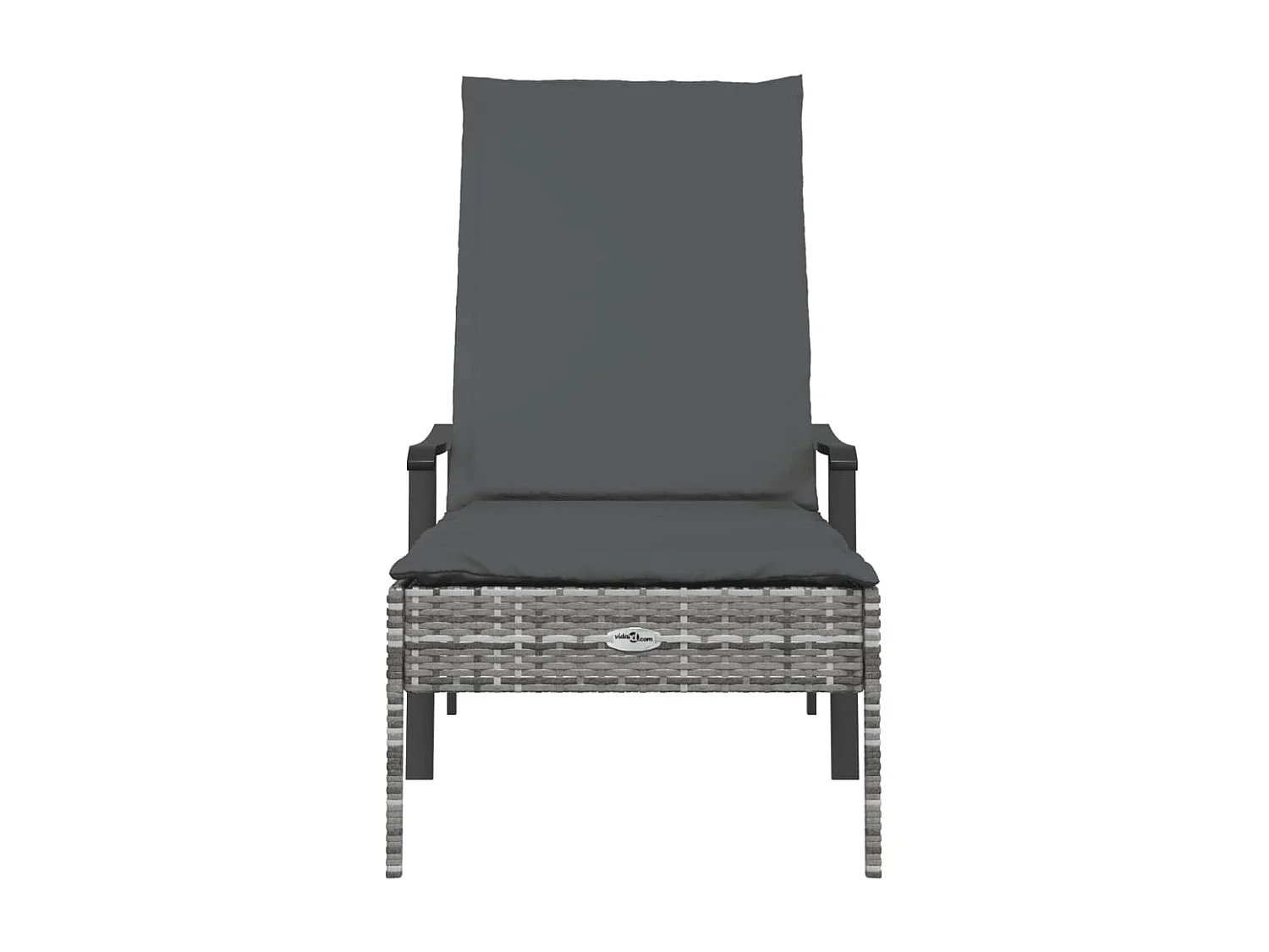 Chaise longue avec coussin gris résine tressée