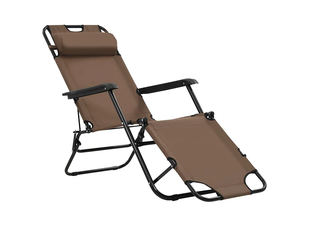 Cadeiras de praia dobráveis 2 unidades com apoio para pés Aço Castanho