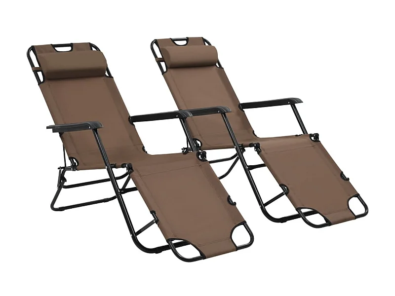 Klappbare Liegestühle 2 Stück mit Fußstütze Steel Brown