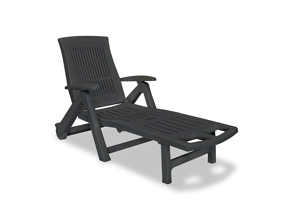 Chaise longue avec repose-pied Plastique Anthracite