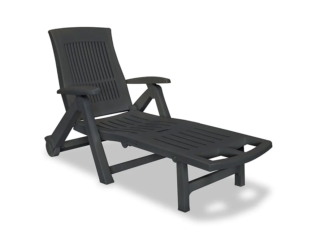 Chaise longue avec repose-pied Plastique Anthracite