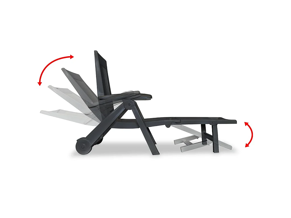 Chaise longue avec repose-pied Plastique Anthracite