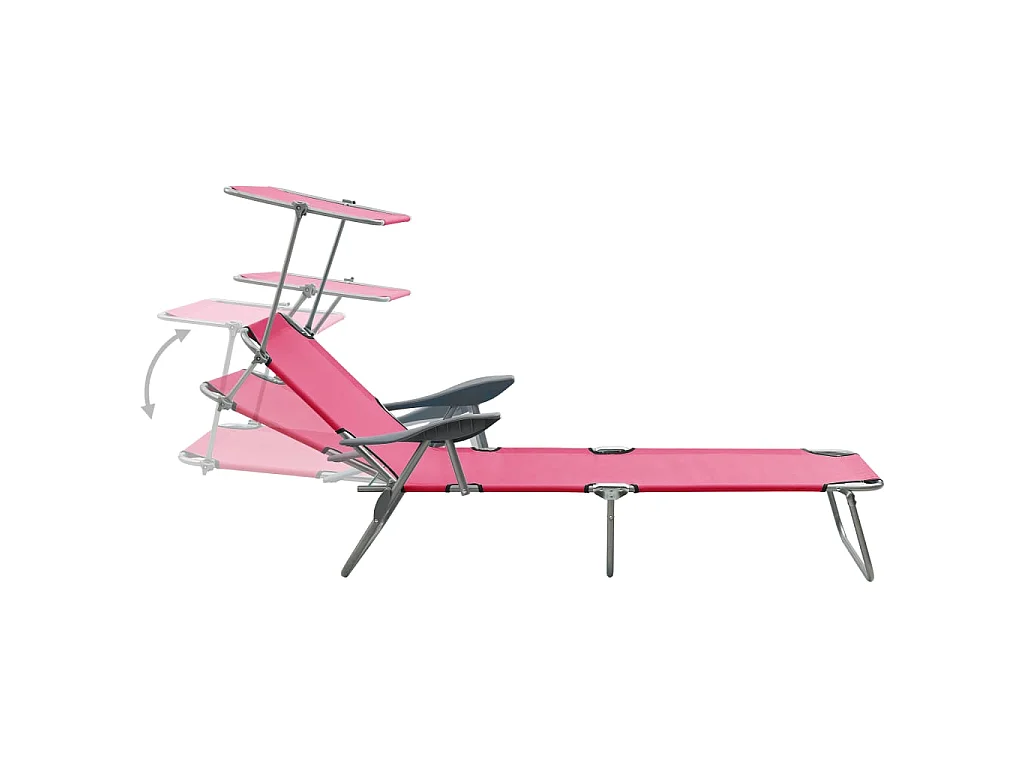 Chaise longue avec auvent Acier Rose