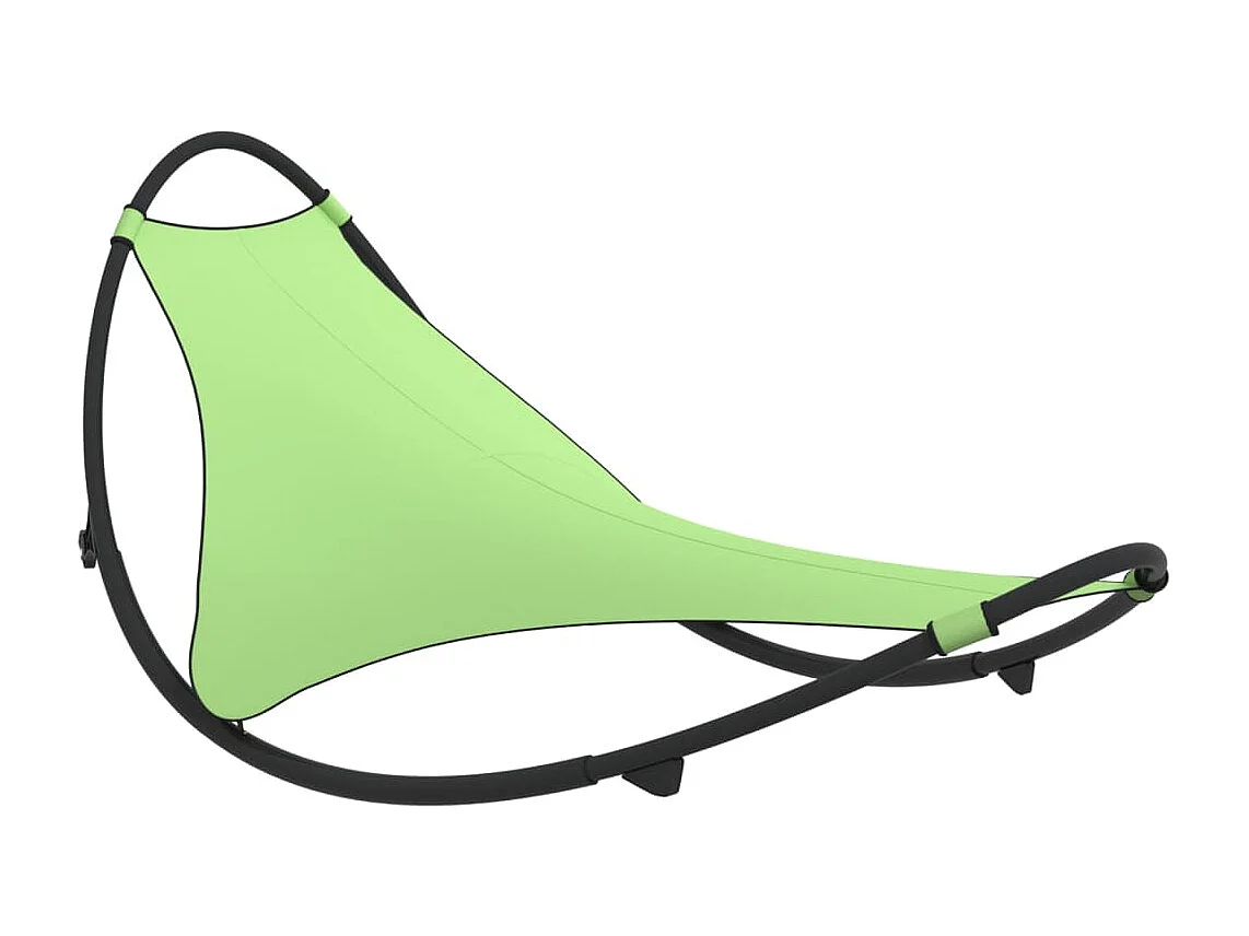 Chaise longue à bascule avec roues Acier et textilène Vert