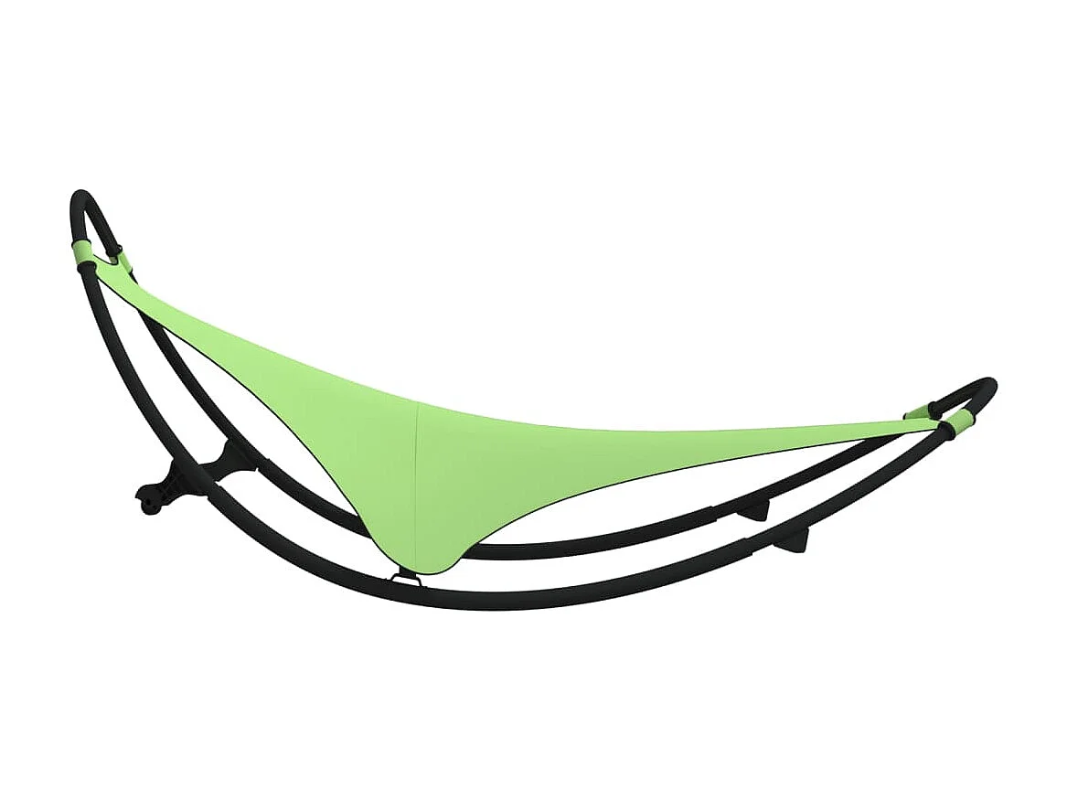 Chaise longue à bascule avec roues Acier et textilène Vert