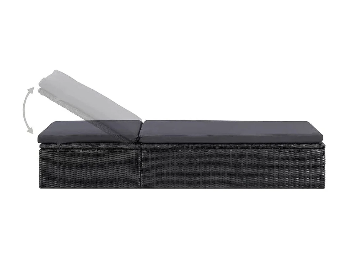 Chaise longue Résine tressée Noir et gris foncé