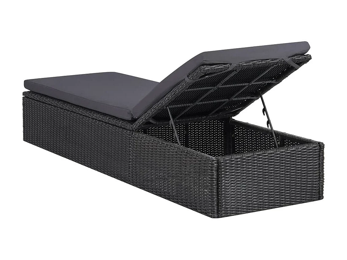 Chaise longue Résine tressée Noir et gris foncé