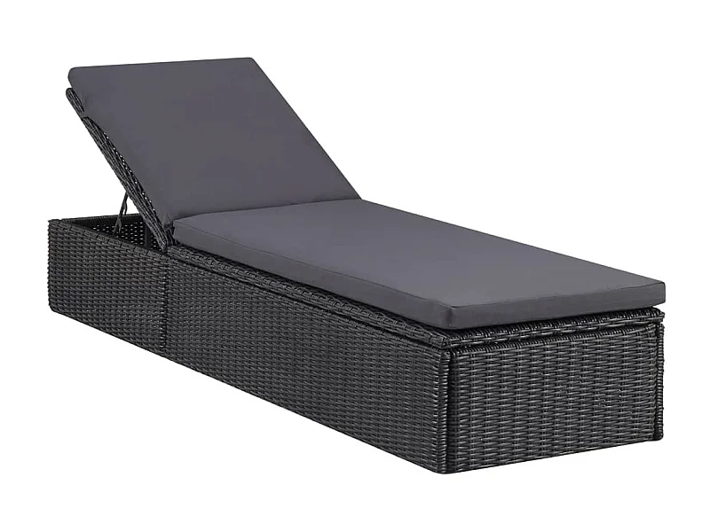 Chaise longue Résine tressée Noir et gris foncé