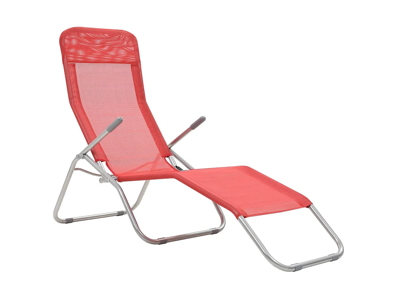 Chaises longues pliables 2 pcs Textilène Rouge