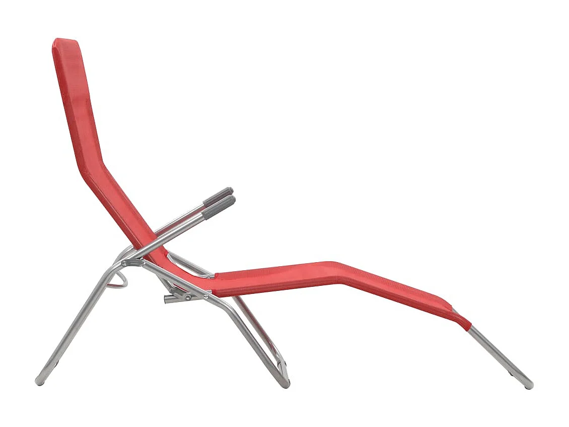 Chaises longues pliables 2 pcs Textilène Rouge