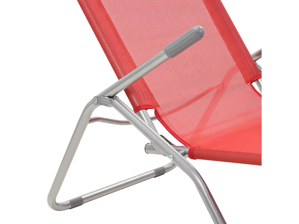 Chaises longues pliables 2 pcs Textilène Rouge
