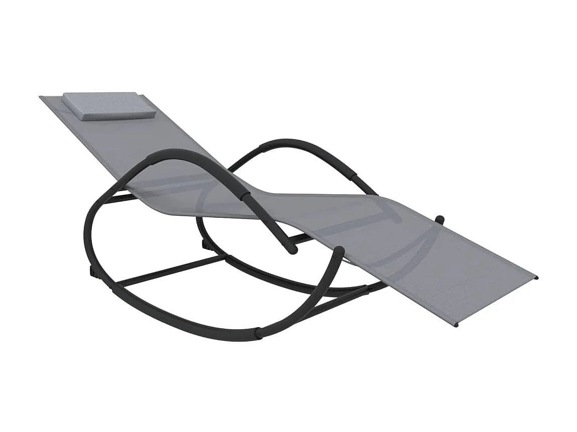 Chaises longues à bascule 2 pcs Gris Acier et textilène