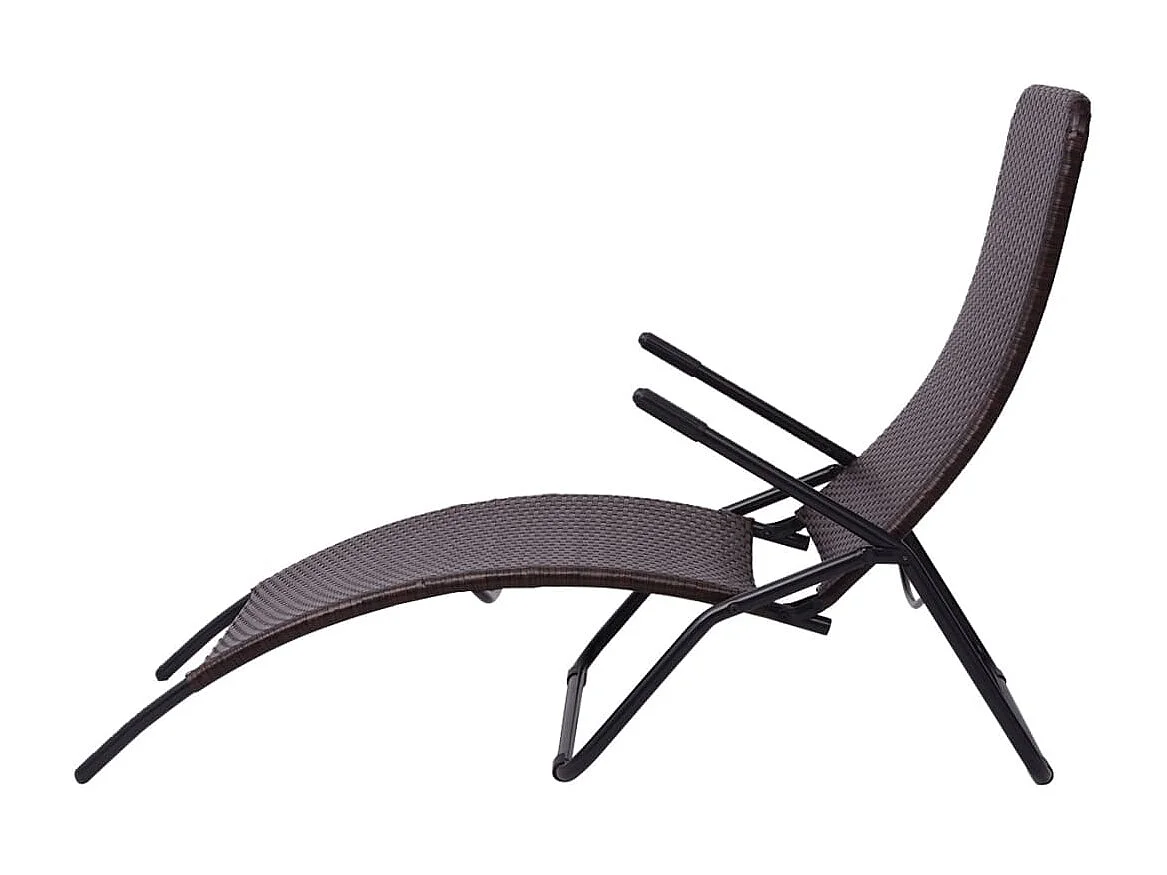 Klappbarer Loungesessel, synthetisches Rattan, braun