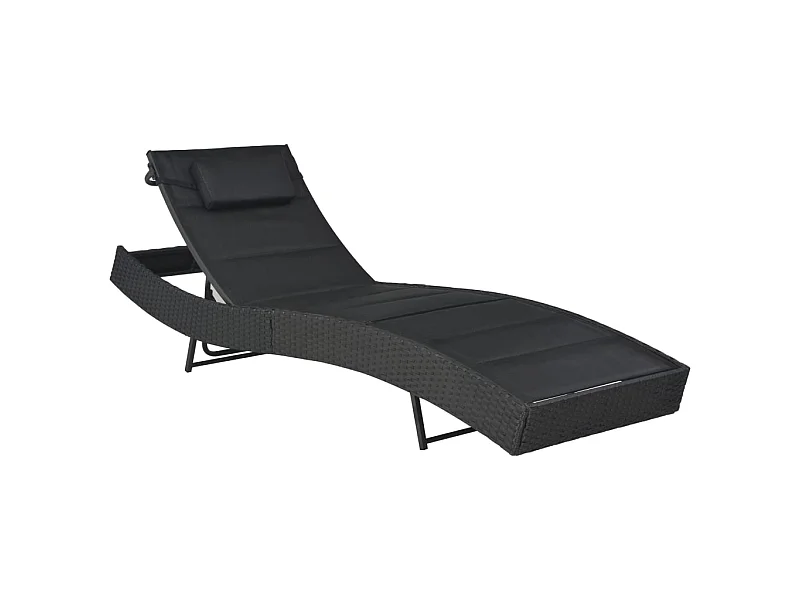 Chaise longue Résine tressée et textilène Noir