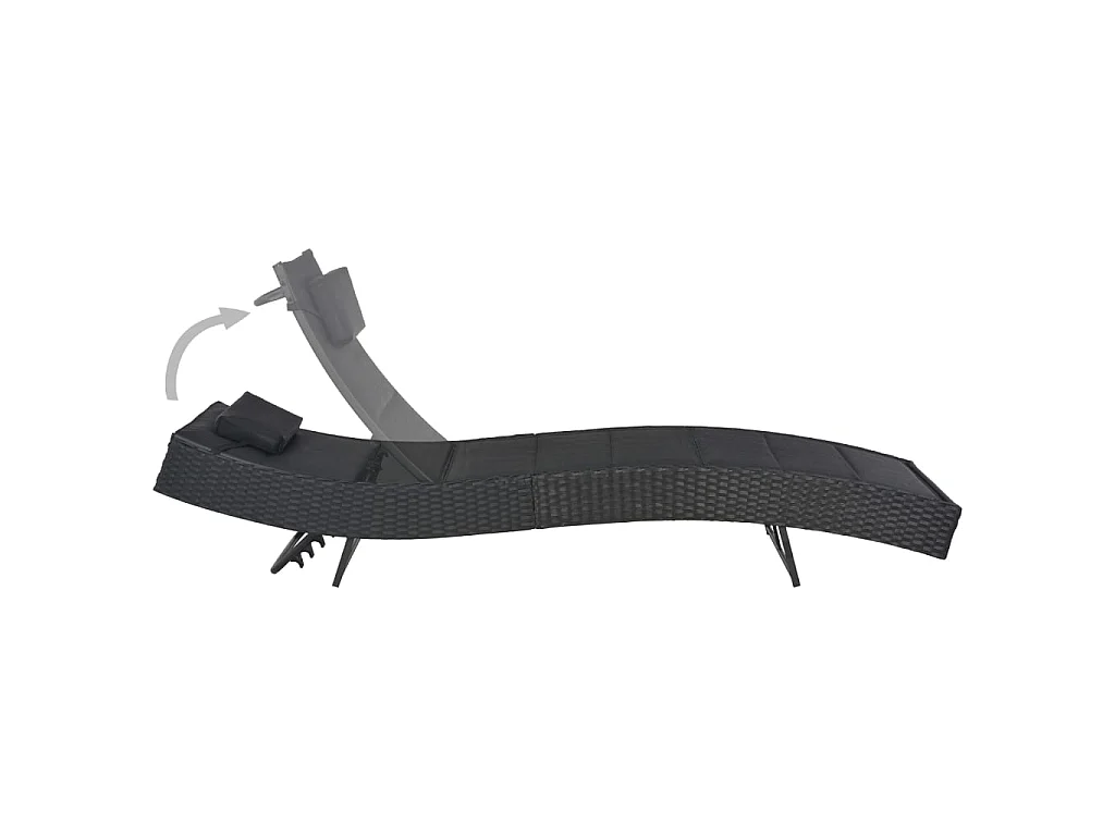 Chaise longue Résine tressée et textilène Noir