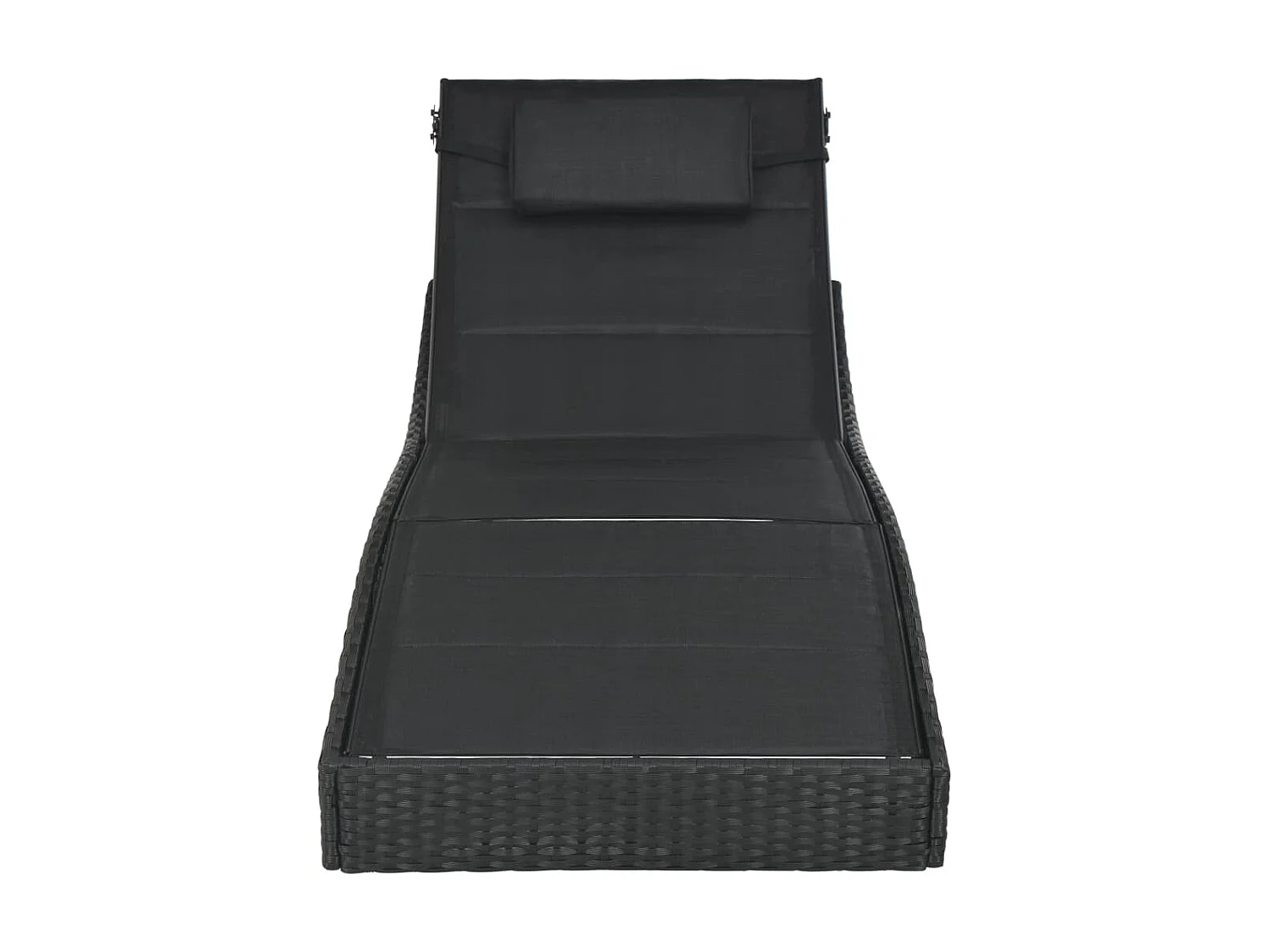 Chaise longue Résine tressée et textilène Noir