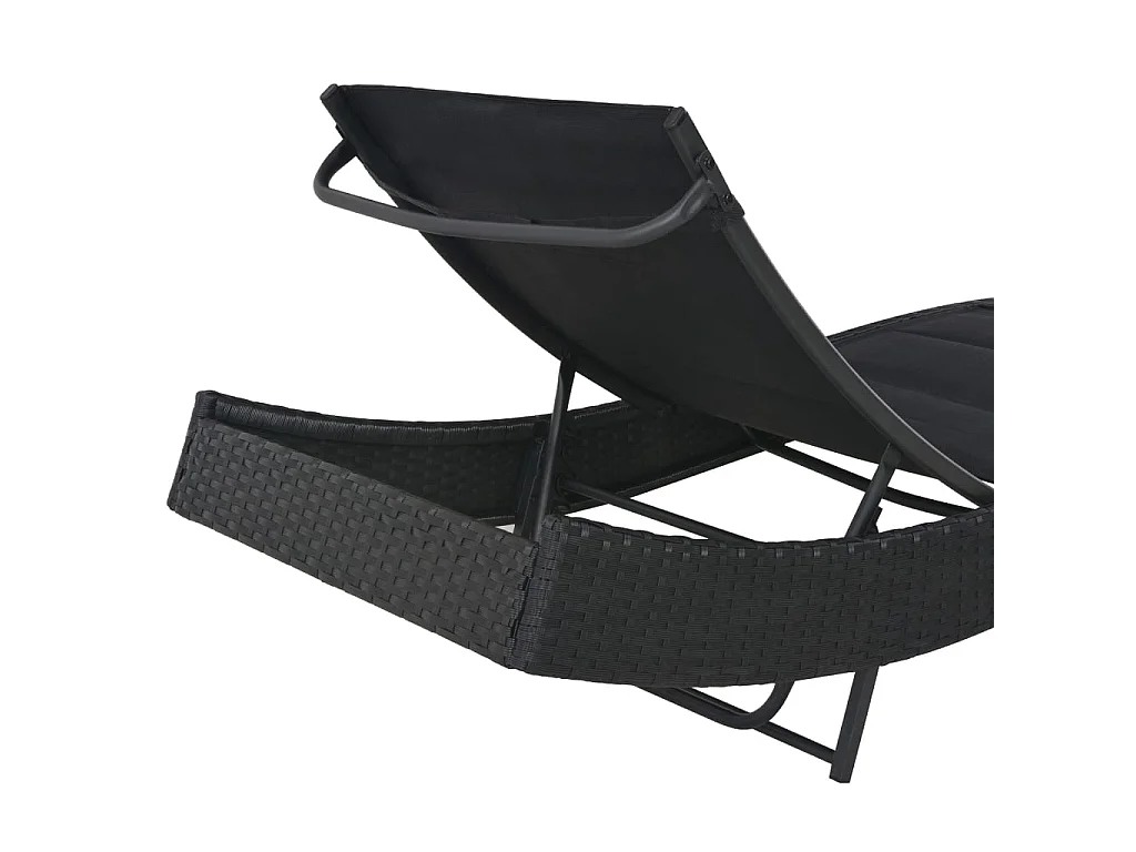 Chaise longue Résine tressée et textilène Noir