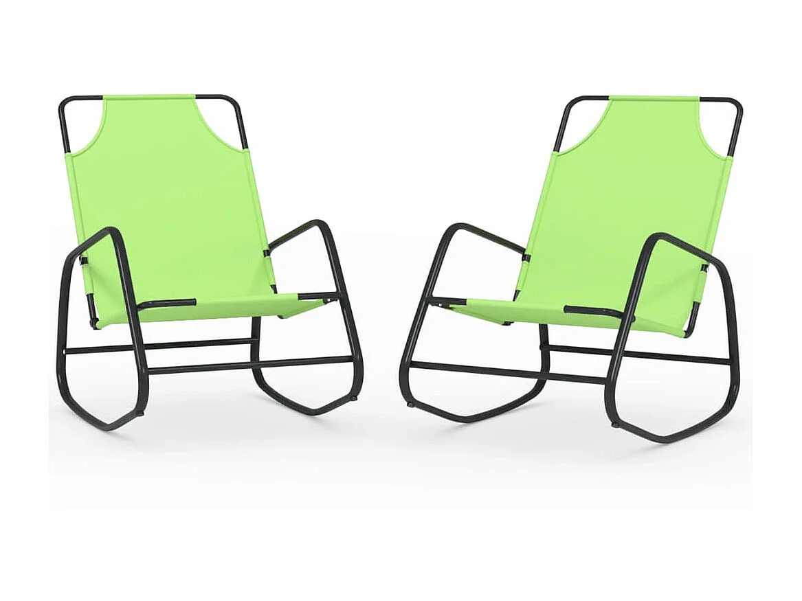 Sillones mecedores 2 piezas Verde Acero y textileno