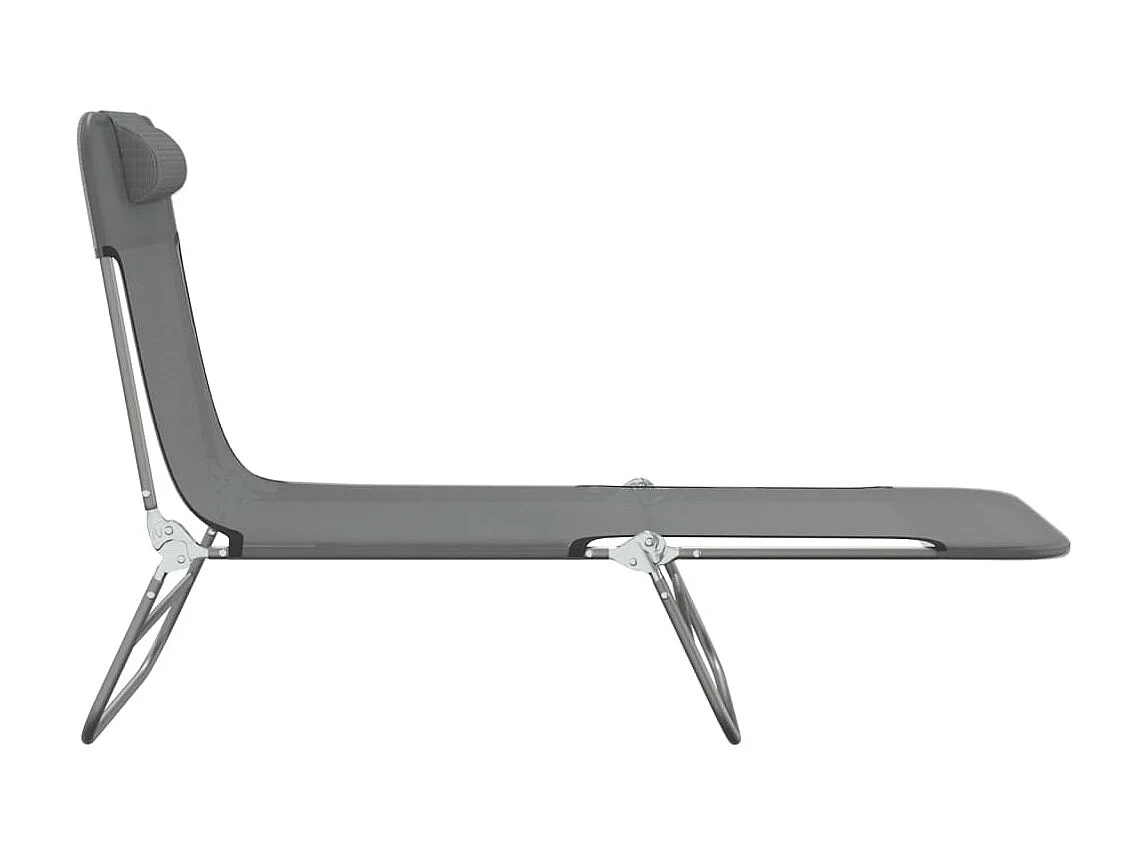 Chaises longues pliables 2 pcs gris textilène et acier